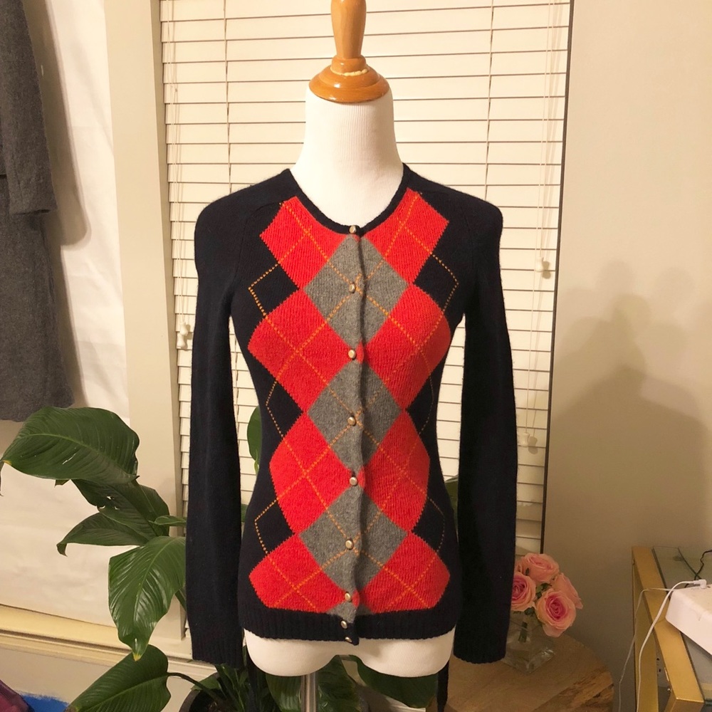 JCrew Wool Argyle Cardigan - Picture 4 of 7